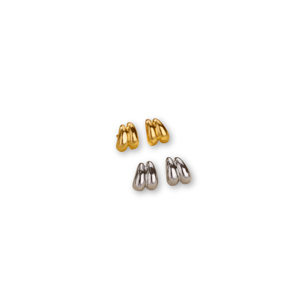 Aretes Gotas Minis Dobles Doradas